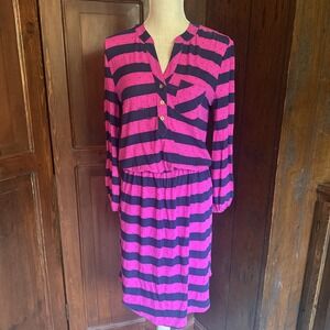 Lilly Pulitzer Beckett Dress Womens Small Mambo Pink Polka Dot Stripe EUC